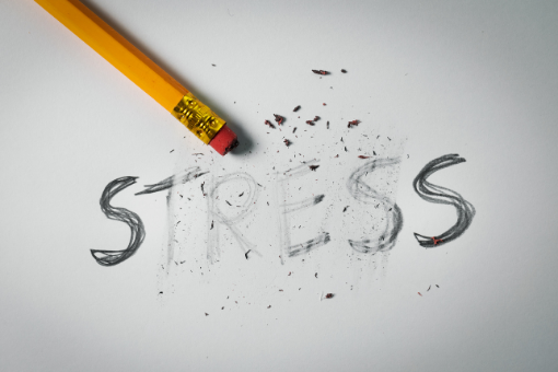 The word stress is written and half erased by a pencil