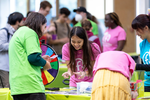 Peer educators run a table at Fresh Check Day