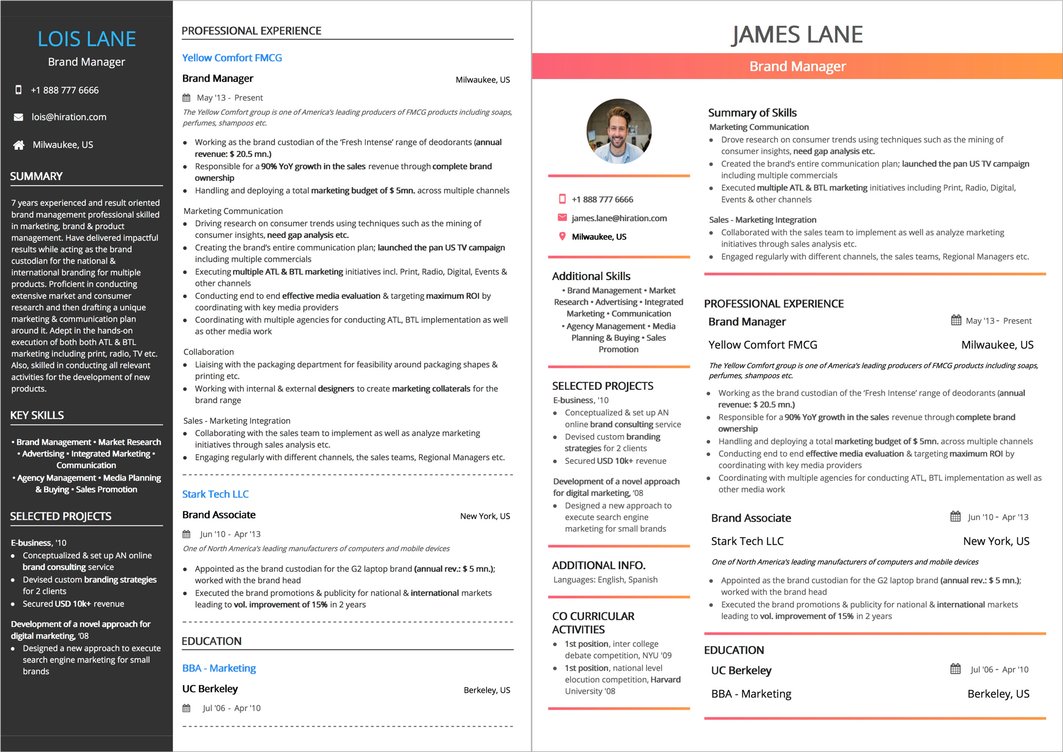 Examples of a combination resume.
