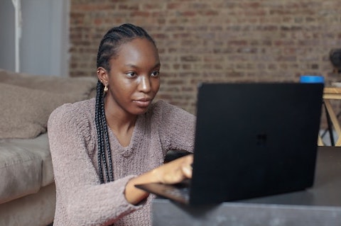 student on computer