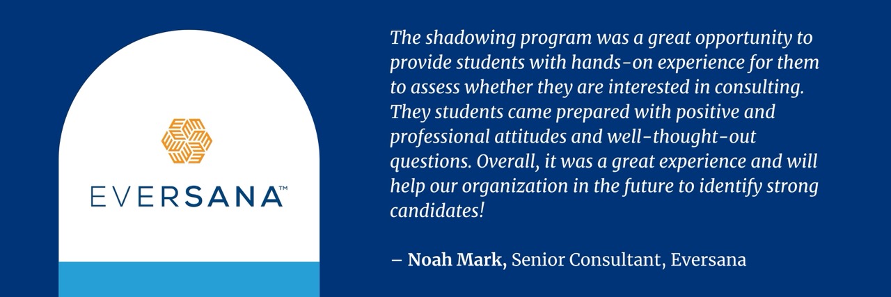 Eversana logo with a quote text by senior consultant, noah mark.