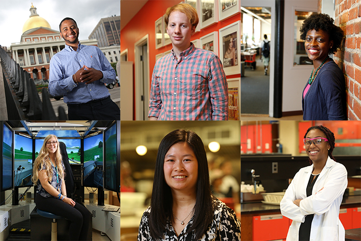 A compilation of six WOW recipient headshots taken at their summer internships.