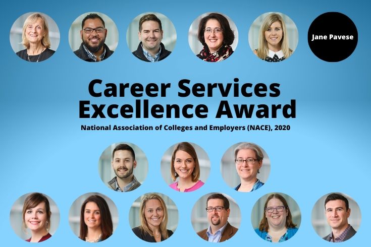 NACE award with staff faces