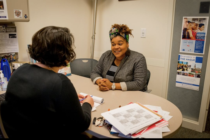 student meeting with a Hiatt career counselor