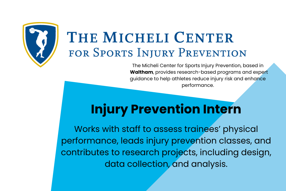 The Micheli Center for Sports Injury Prevention, based in Waltham, provides research-based programs and expert guidance to help athletes reduce injury risk and enhance performance.