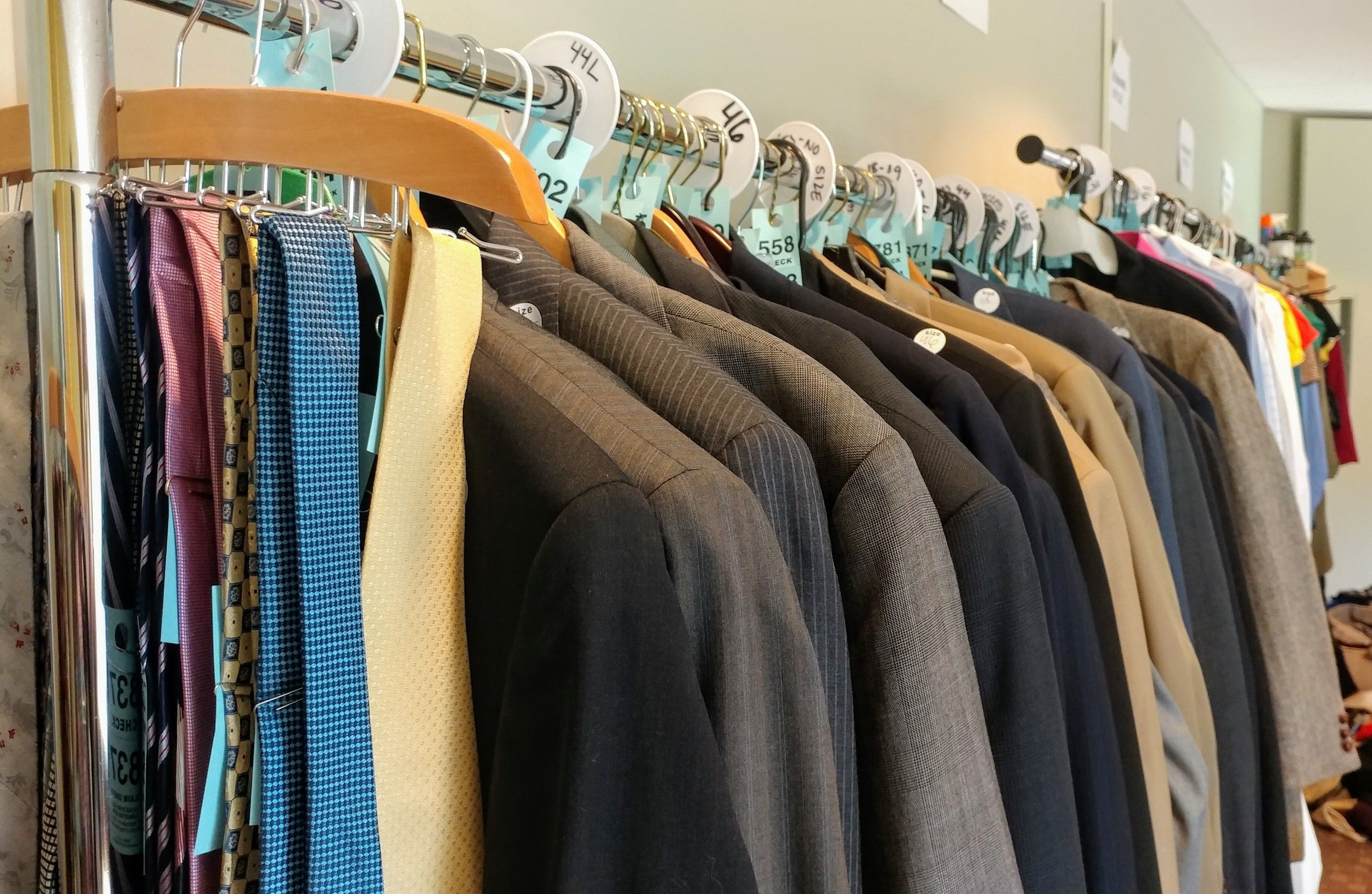clothes on career closet racks