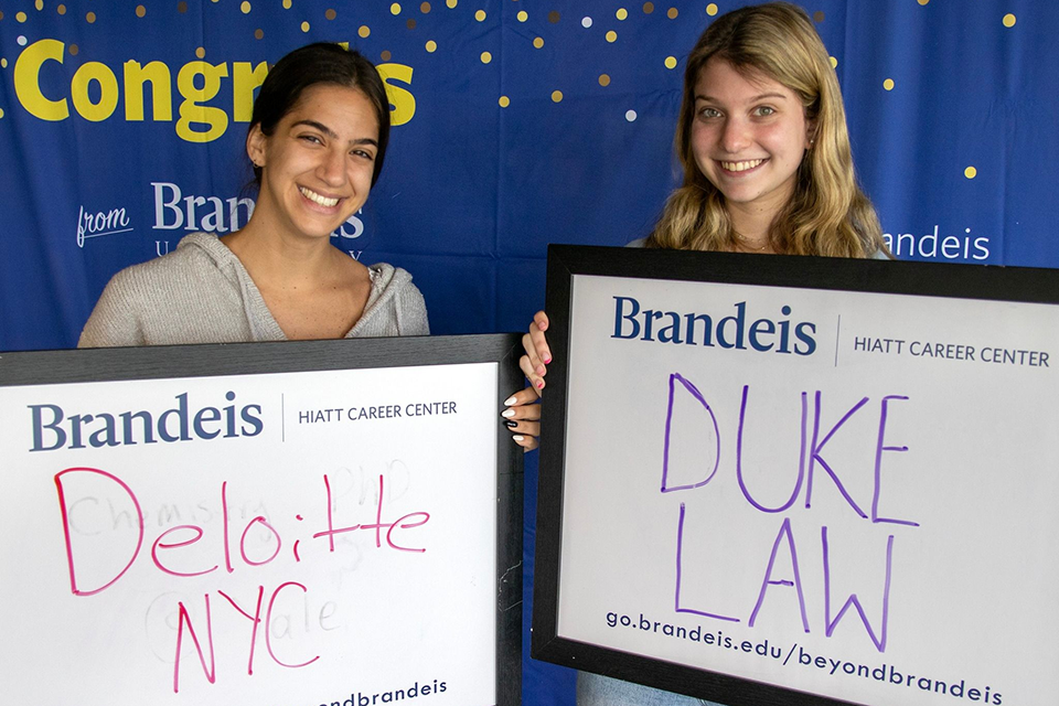 Emily Bar-Mashiah (left) and Sofia Siegel (right) who will be going to Deloitte and Duke Law School respectively.