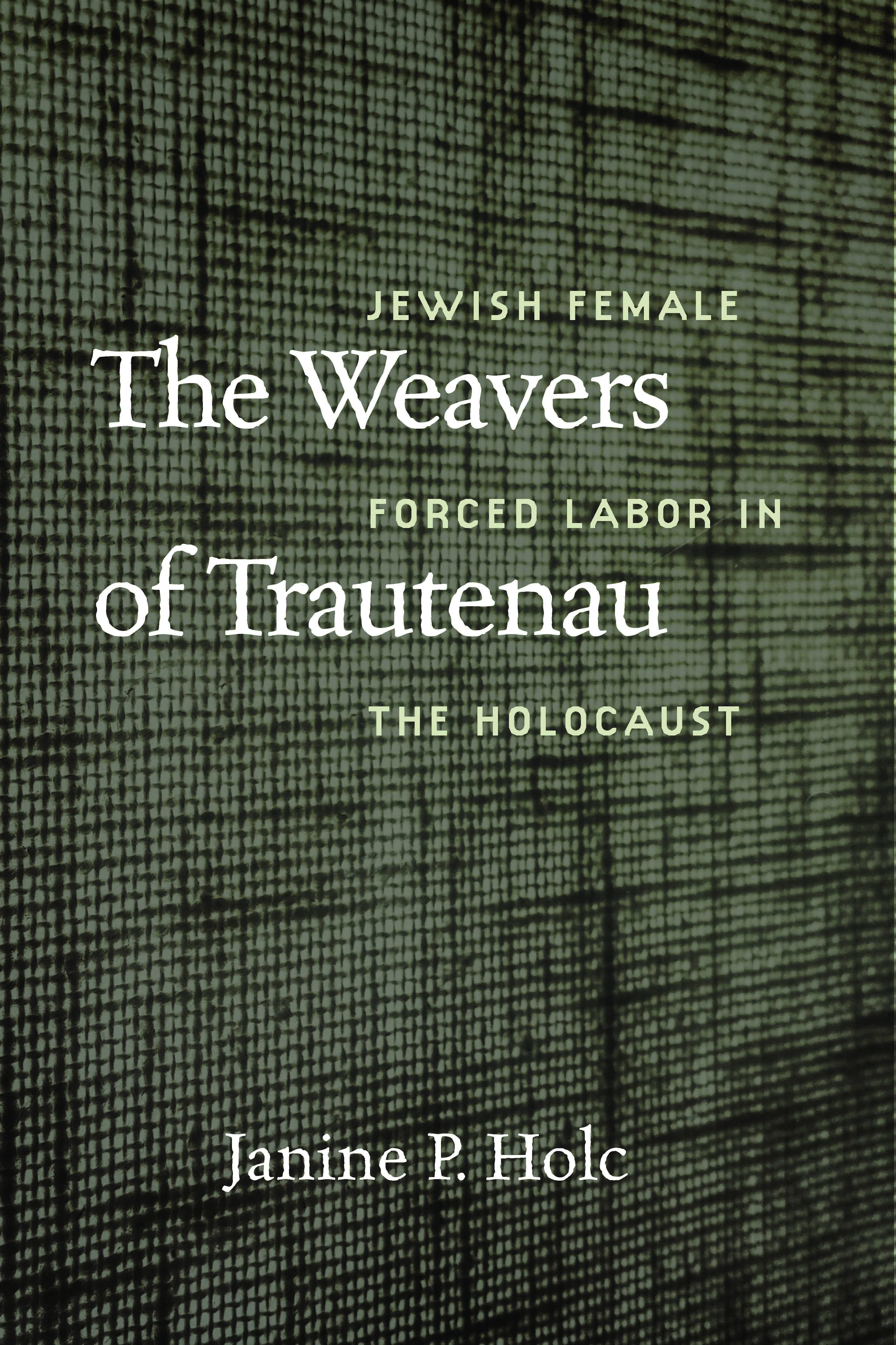 Green and black woven cover with the title of the book