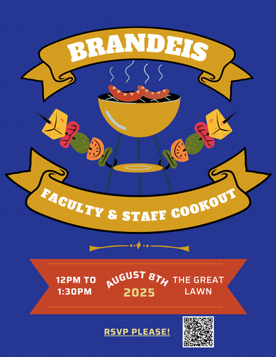 Faculty and staff cookout 8/8 12-1pm