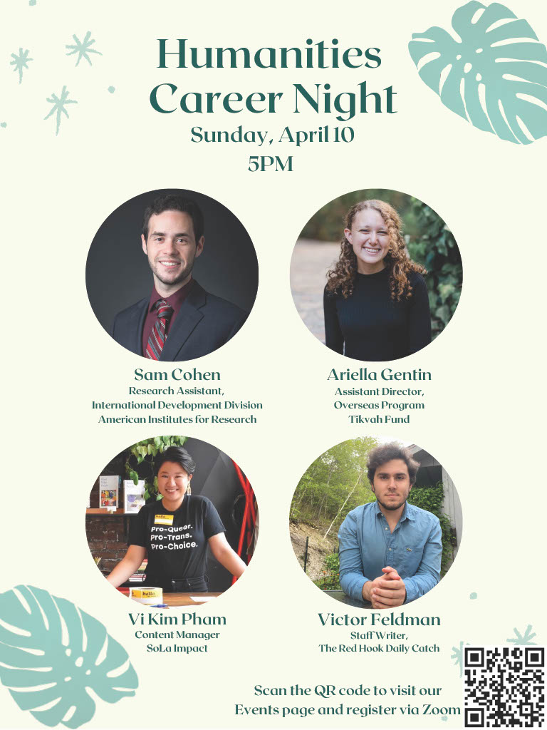 A poster featuring and introducing four speakers
