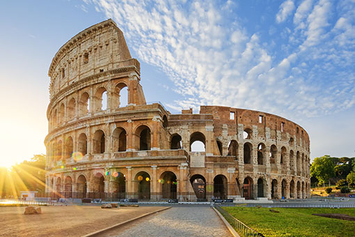 Rome colosseum at sinset