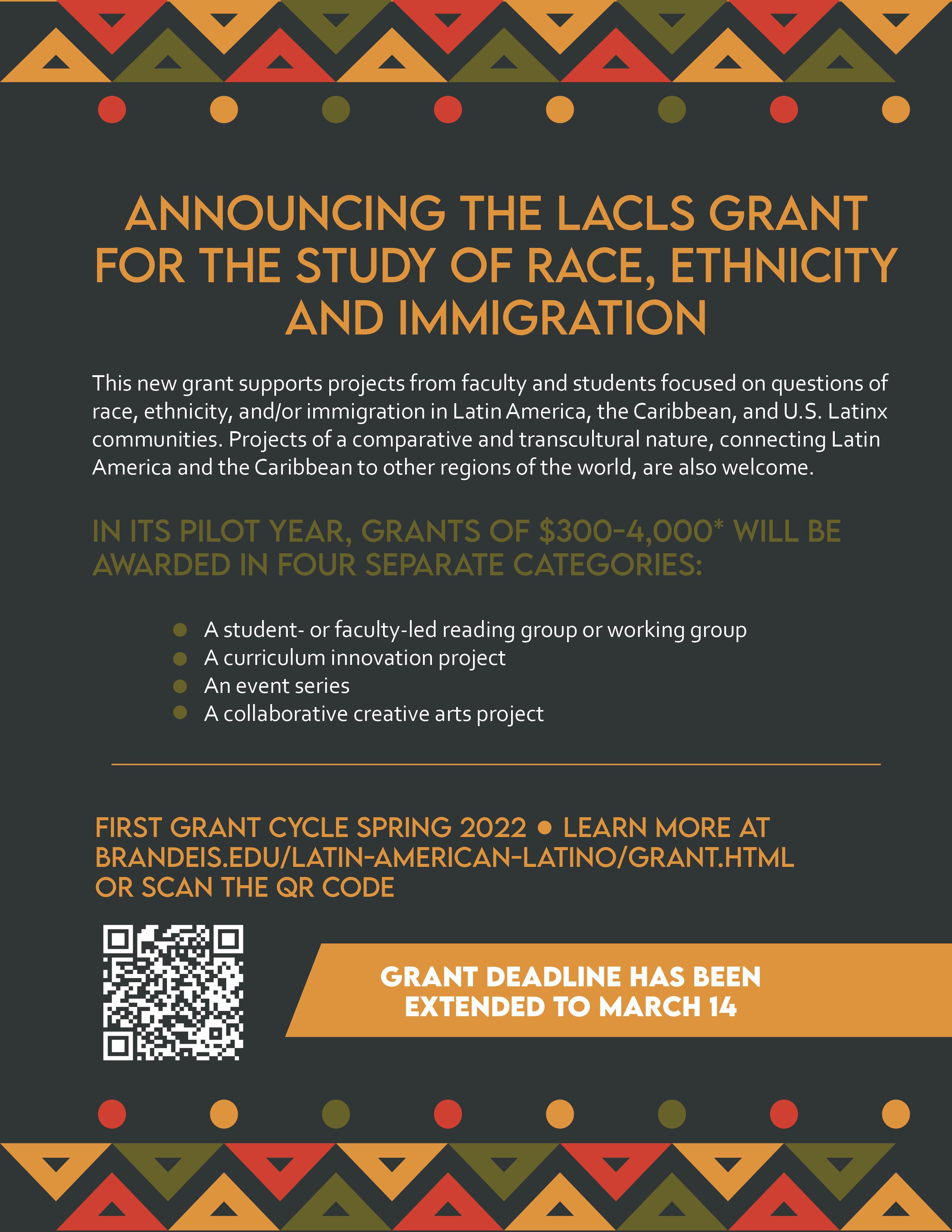 Flyer for Grant For The Study Of Race, Ethnicity & Immigration