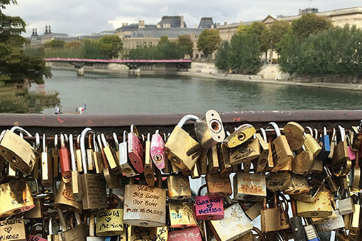 Bridge in Europe with locks on it