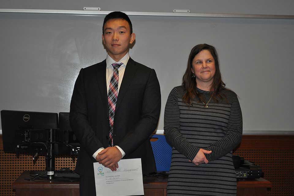 Marshall Chang with Associate Provost for Innovation Rebecca Menapace