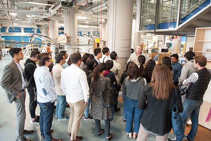 Brandeis students visit a fabrication facility in Boston