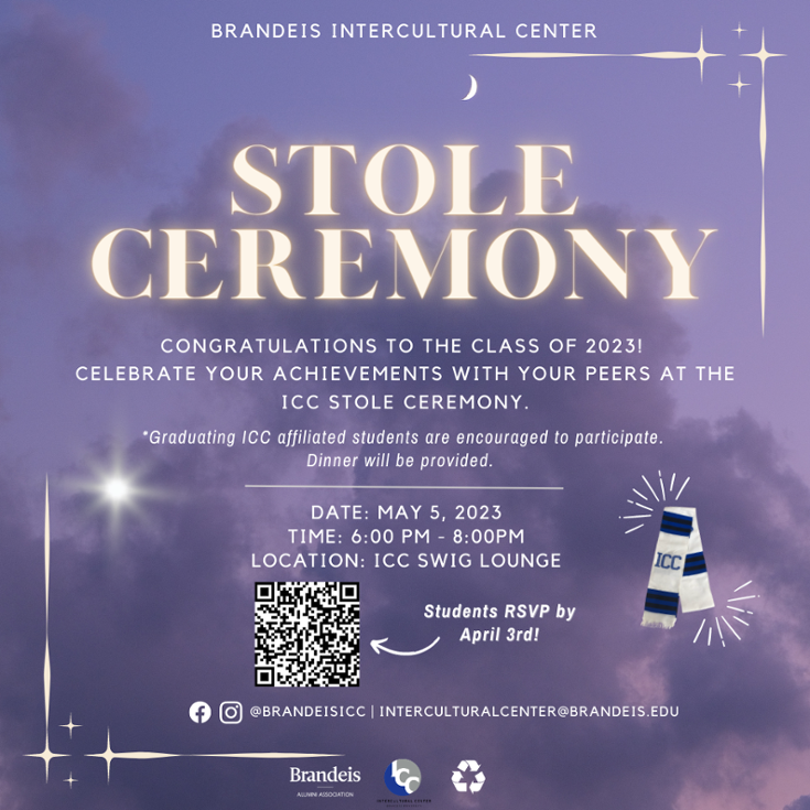 Informational flyer for stole ceremony