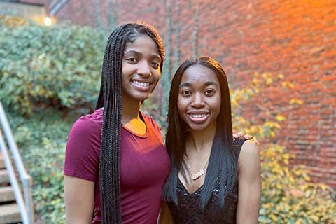 Waltham High School student Tracy Das with her mentor, Jolecia Saunderson
