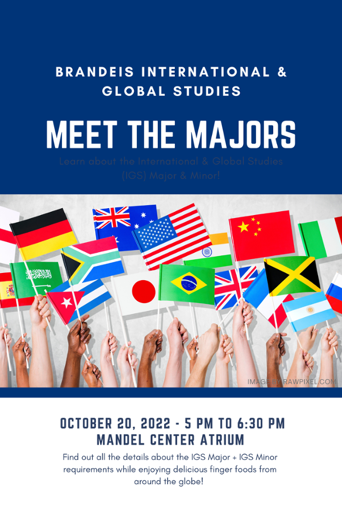 IGS Meet the Majors Flyer-features hands holding flags