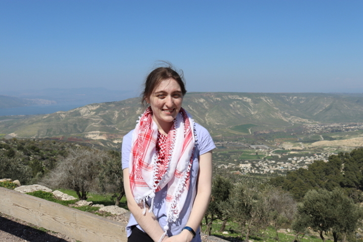 Elizabeth Brewer standing at an overlook in Jordan