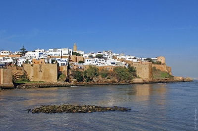 The city of Rabat sits on a cliff overlooking the ocean