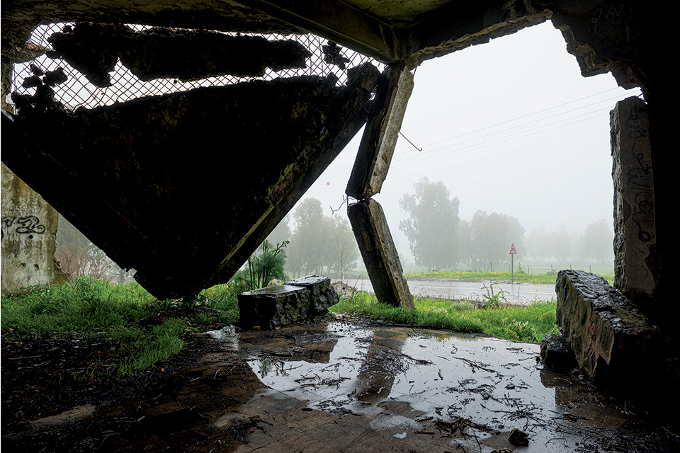 View from inside a collapsed building