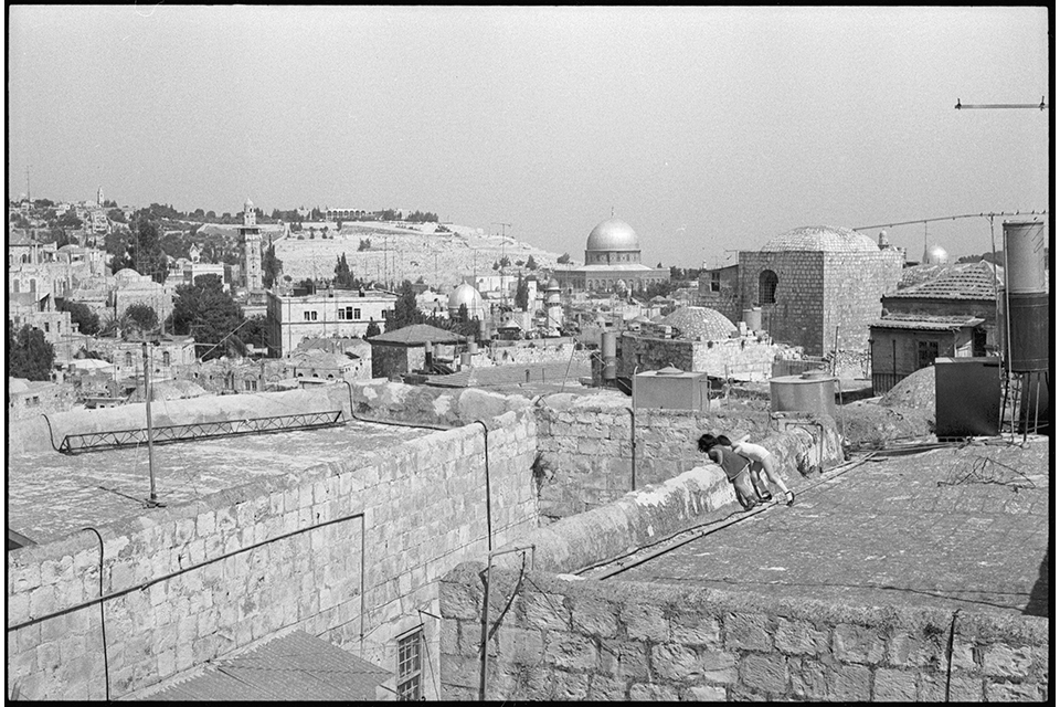 View of the Dome of the Rock over buildings