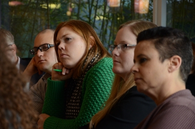 Amber Taylor listening to a seminar speaker