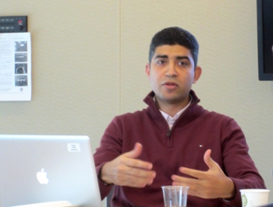 Mostafa Hussein making a presentation