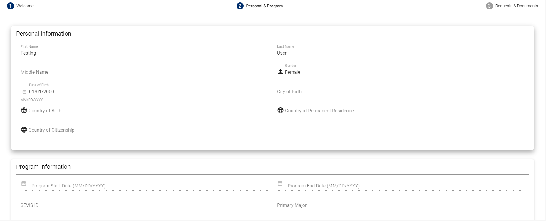 The ISSO Portal's Personal & Program tab