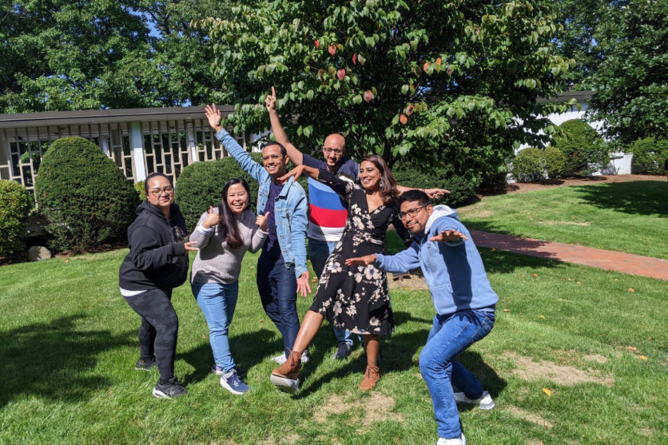 Fulbright students posing in silly poses