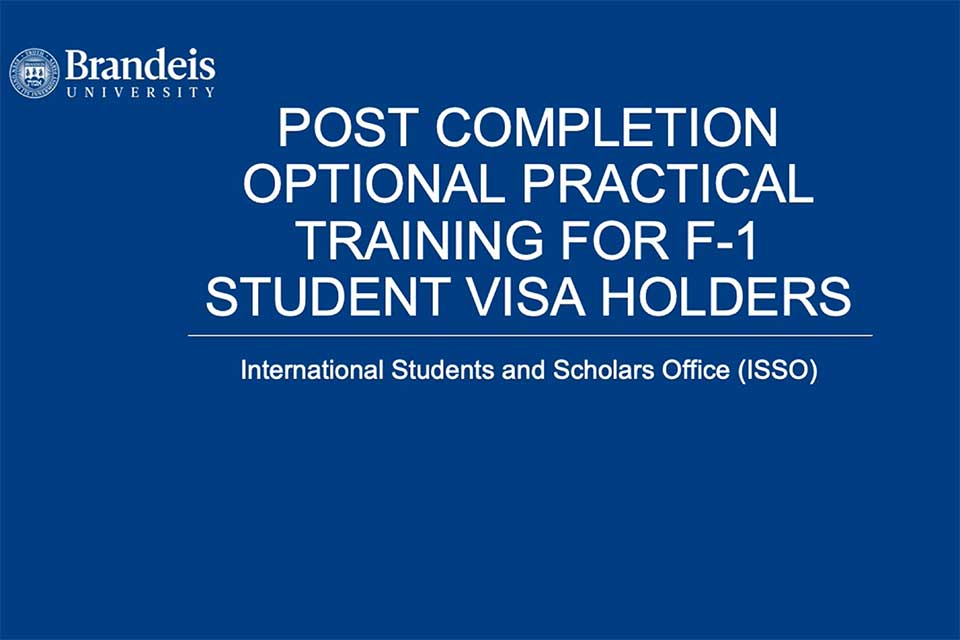 Title slide: Post Completion Optional Practical Training for F-1 Student Visa Holders