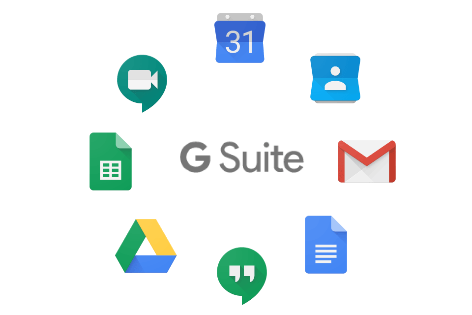 G Suite app logos in a circle