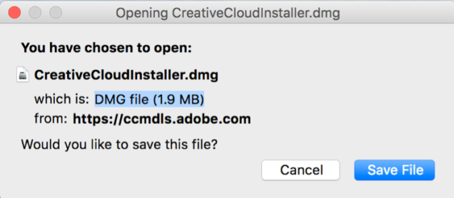 Adobe Creative Cloud download file for Mac