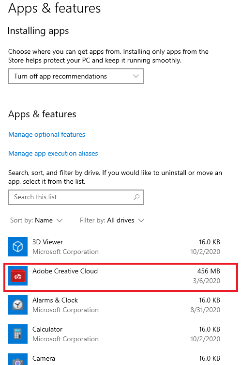 image depicts the apps and features