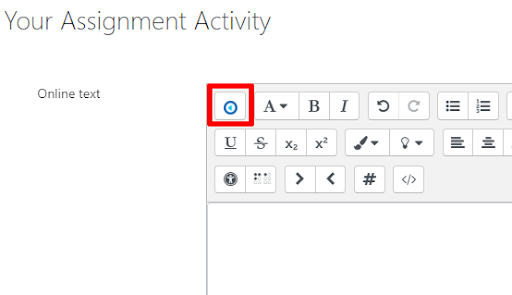 click the top left blue button in the text editing toolbar