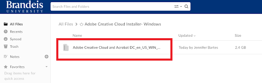 image depicts the creative cloud and adobe combination installer