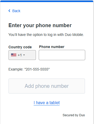 image is of duo, enter your phone number