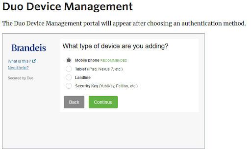 image is of duo device management