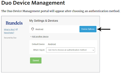 image is of duo device management