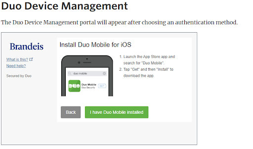 image is of duo device management