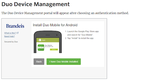 image is of duo device management