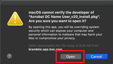 Step one of the install
