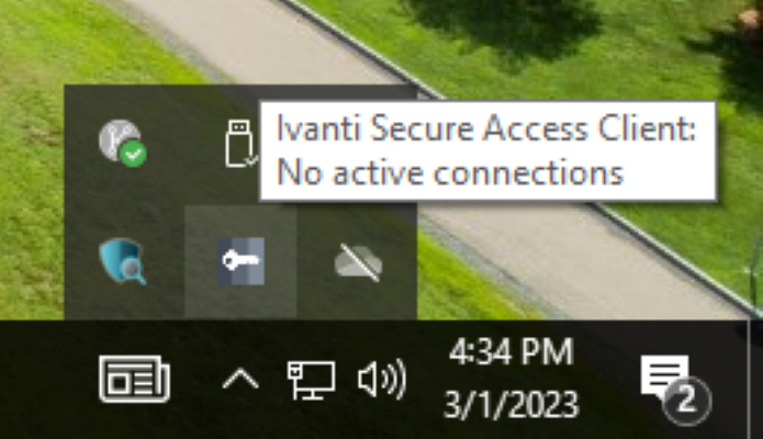 Ivanti choose connect in task bar