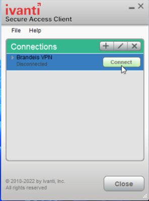 Ivanti Secure Access client in task bar