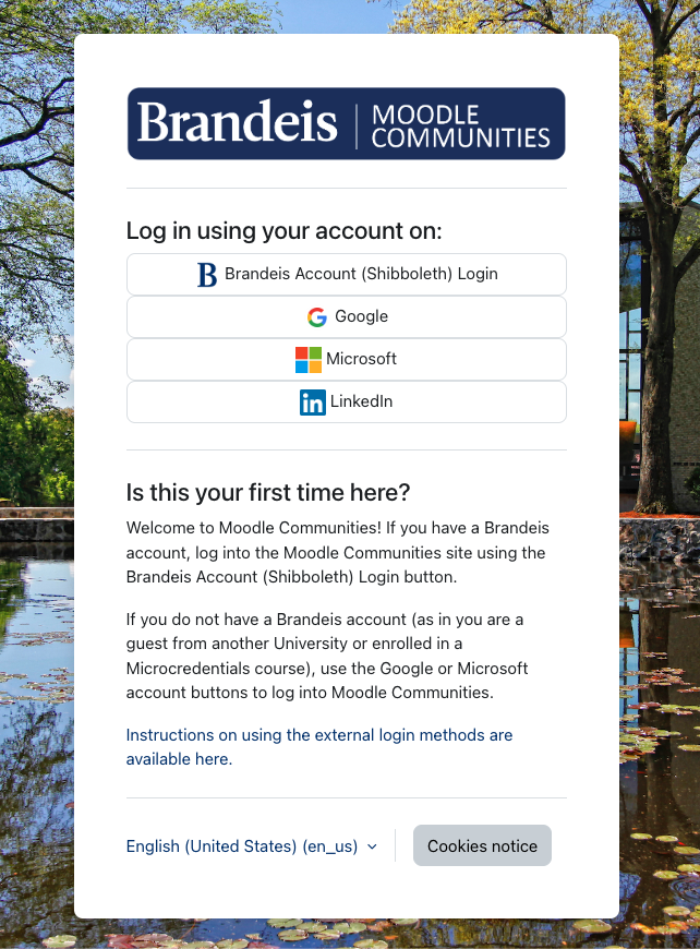 Moodle Communities sign in page