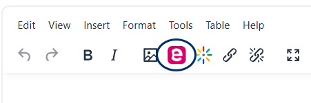 moodle toolbar with the "e" highlighted