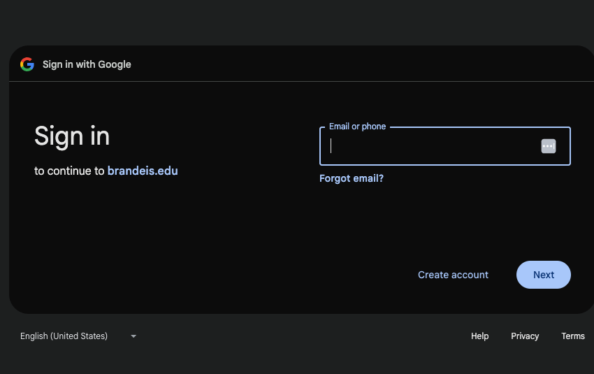 Google account log in page to enter your email address