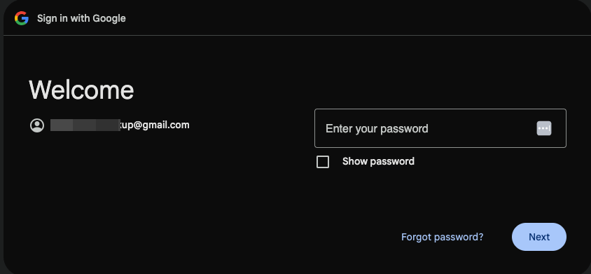 Google password prompt