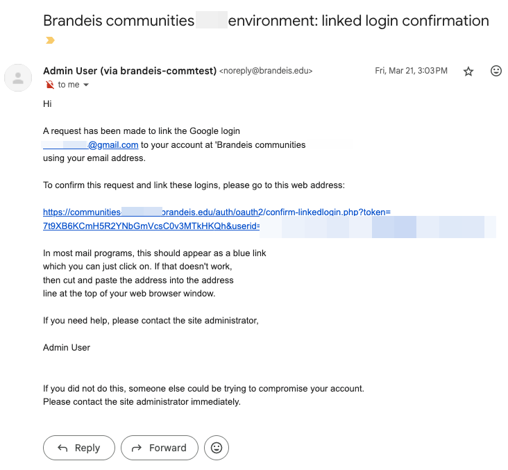 Text of an email asking a user to click a link to confirm their identity.