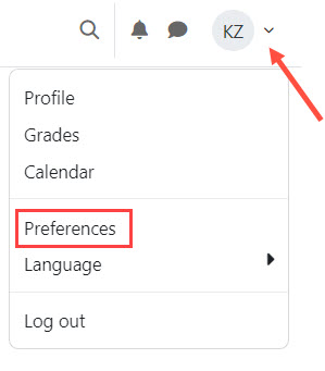 link to preferences page